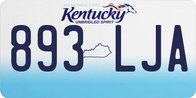 KY license plate 893LJA