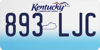 KY license plate 893LJC