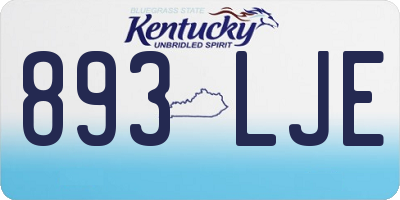 KY license plate 893LJE