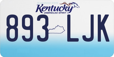 KY license plate 893LJK