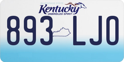 KY license plate 893LJO