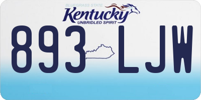 KY license plate 893LJW
