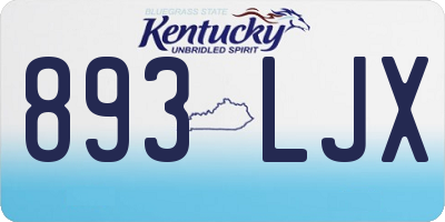 KY license plate 893LJX
