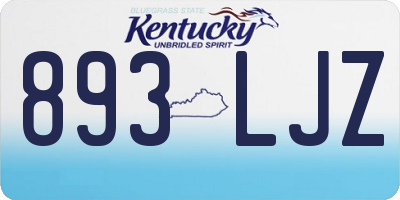 KY license plate 893LJZ