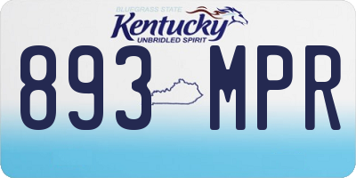 KY license plate 893MPR