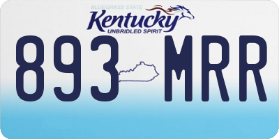 KY license plate 893MRR