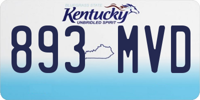 KY license plate 893MVD