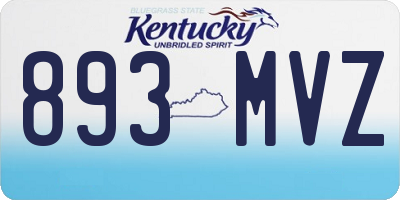 KY license plate 893MVZ