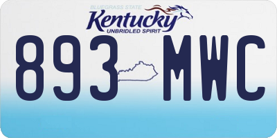 KY license plate 893MWC