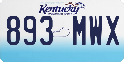 KY license plate 893MWX