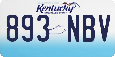 KY license plate 893NBV
