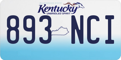KY license plate 893NCI