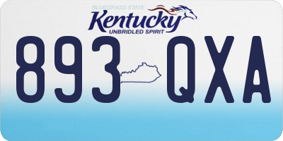 KY license plate 893QXA