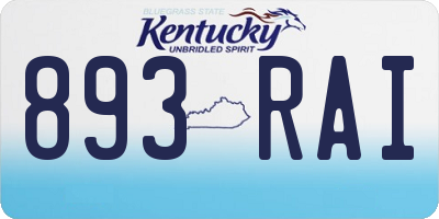 KY license plate 893RAI