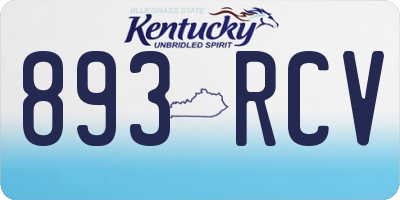 KY license plate 893RCV