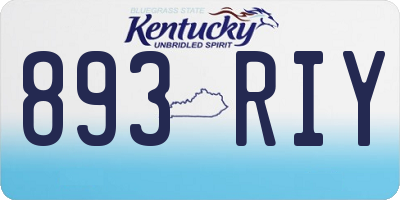 KY license plate 893RIY