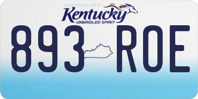 KY license plate 893ROE