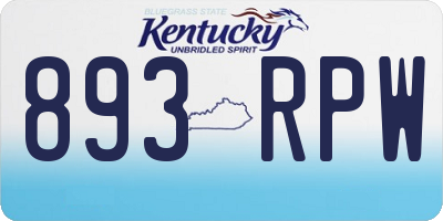KY license plate 893RPW