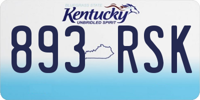 KY license plate 893RSK