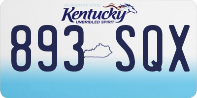 KY license plate 893SQX