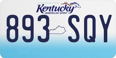 KY license plate 893SQY