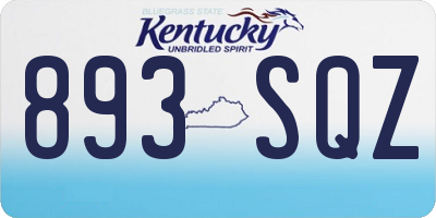 KY license plate 893SQZ