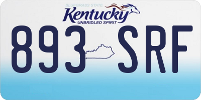 KY license plate 893SRF
