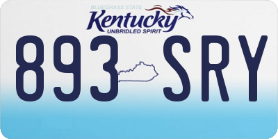 KY license plate 893SRY