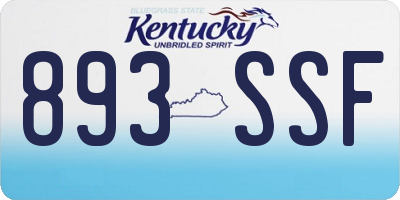 KY license plate 893SSF