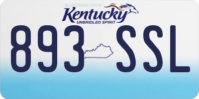 KY license plate 893SSL