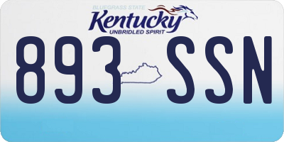 KY license plate 893SSN