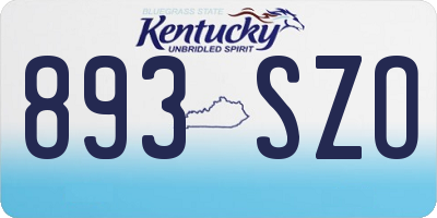 KY license plate 893SZO