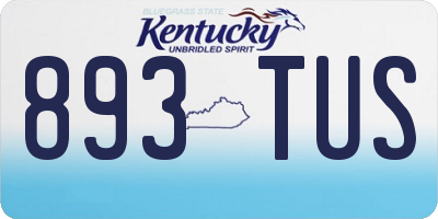 KY license plate 893TUS