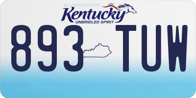 KY license plate 893TUW