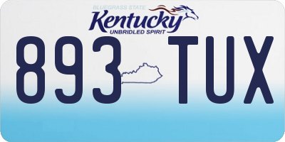 KY license plate 893TUX