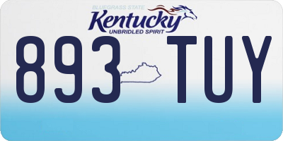 KY license plate 893TUY