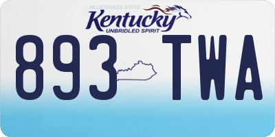 KY license plate 893TWA