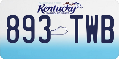 KY license plate 893TWB