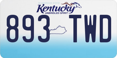KY license plate 893TWD