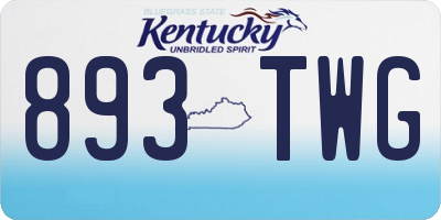 KY license plate 893TWG