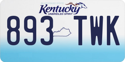 KY license plate 893TWK