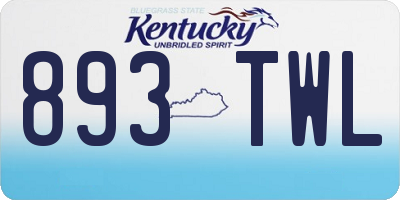 KY license plate 893TWL