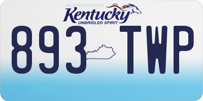 KY license plate 893TWP