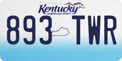 KY license plate 893TWR
