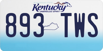 KY license plate 893TWS