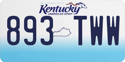 KY license plate 893TWW