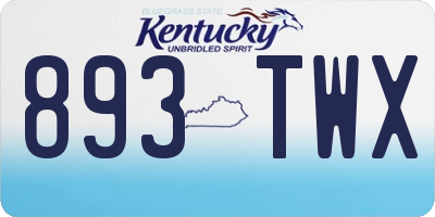 KY license plate 893TWX