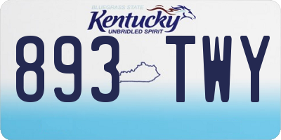 KY license plate 893TWY