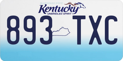 KY license plate 893TXC