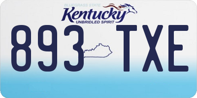 KY license plate 893TXE